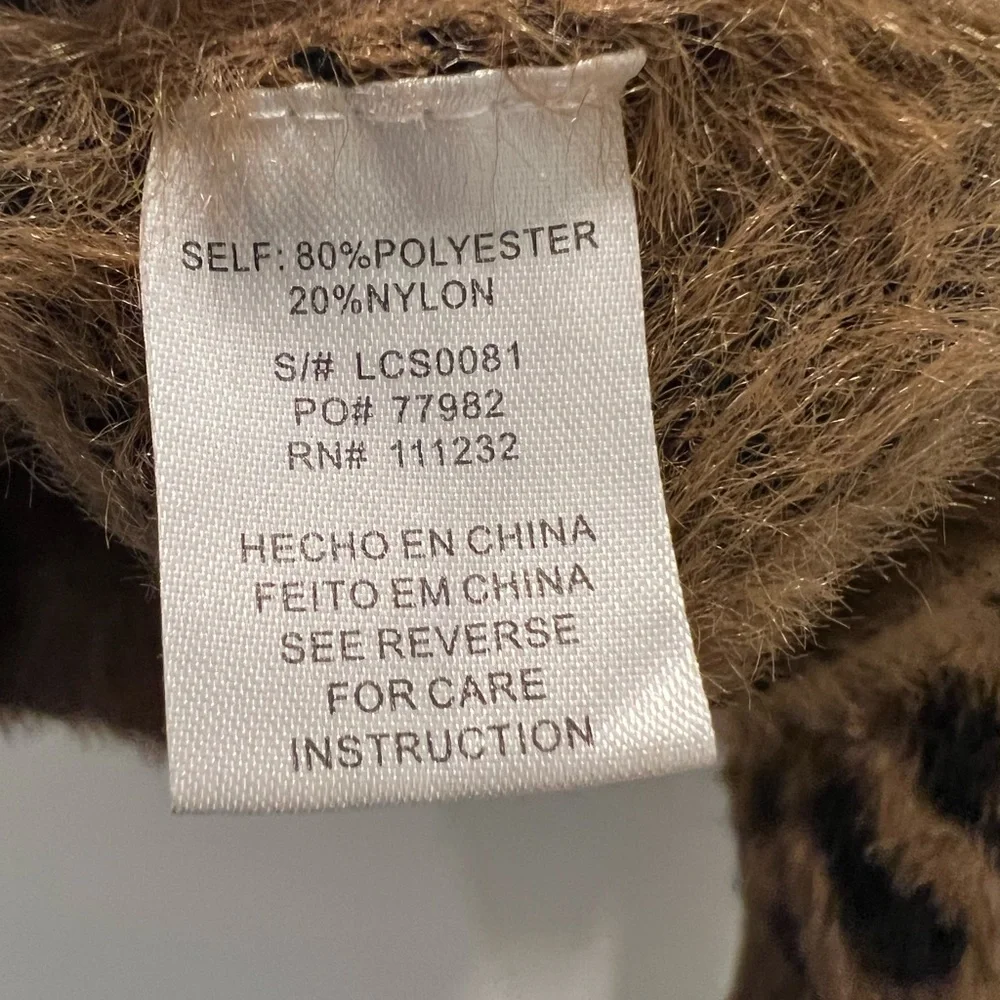 Brown Leopard Print Eyelash Knit Sweater - Picture 7 of 8